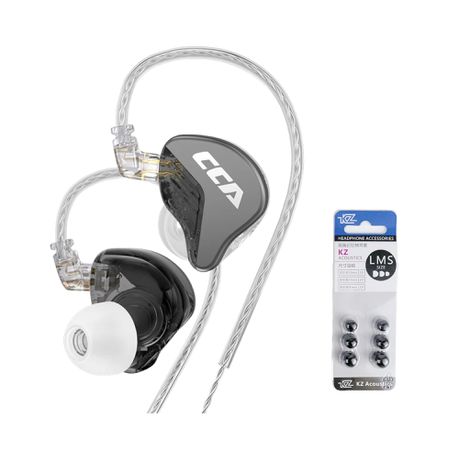 CCA CRA In-Ear IEM Earphones + Memory Foam Earbuds + HD Microphone KZ - Black