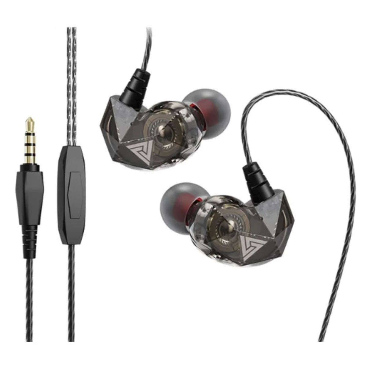 QKZ AK2 - In-Ear Monitor Earphones with HD Mic & Case - Black